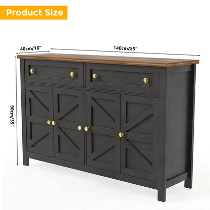 Sideboard Buffet Cabinet Kitchen Storage Sideboard 2 Drawers 4 Doors Modern Farmhouse Coffee Bar Cabinet for Dining
