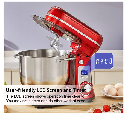 Food Stand Mixer, Blender, Quiet Motor, Cream Egg Whisk, Whip Dough Kneader, 6-Speed, 1200 W, 6 L, DC