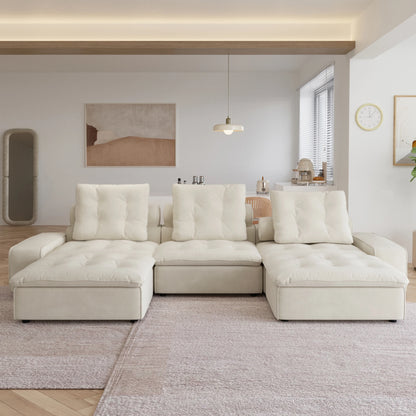 Modular Cloud Sectional Couch Oversized Down Filled Sofa Couches with Chaise Ottoman Adjustable Backrest Couch For Living Room