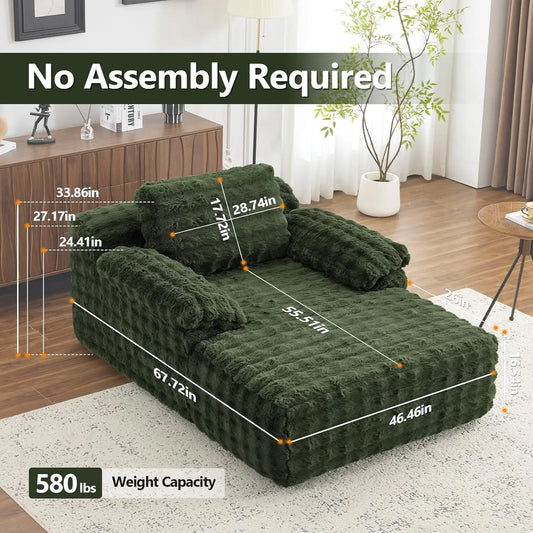 Oversized Chaise Lounge Chair Indoor Reading Chairs Comfy Bubble Fleece Upholstered Boneless Sofa Bed Sleeper, Customized