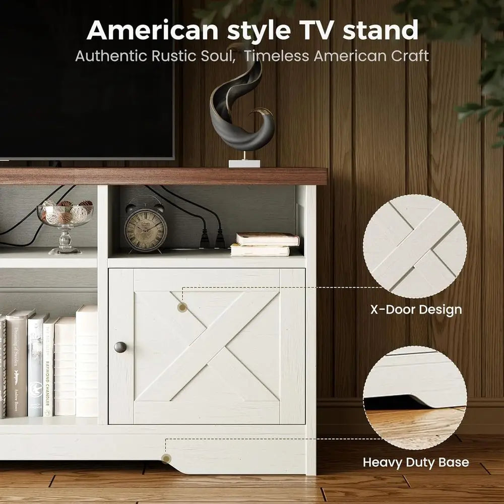 TV Stand Power Outlet & LED Light and Storage