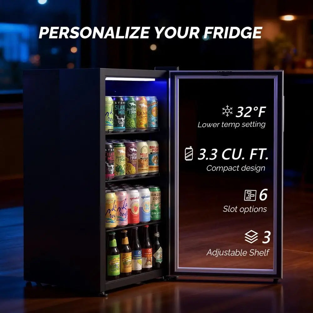 Beverage Cooler Refrigerator, Mini Cooler with Removable Shelves, 3250F Temperature