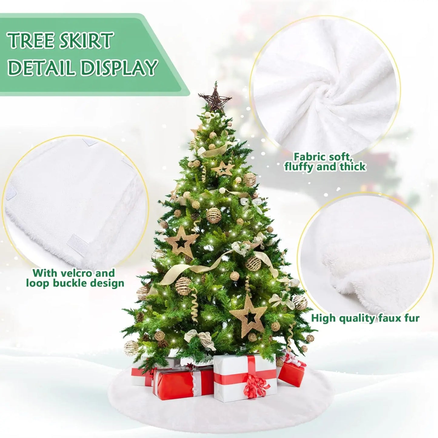 6 Pieces 36inch White Plush Skirt Decoration for Christmas