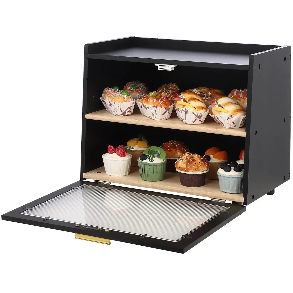Double Layer Large Bread Box, Bamboo Bread Storage Container