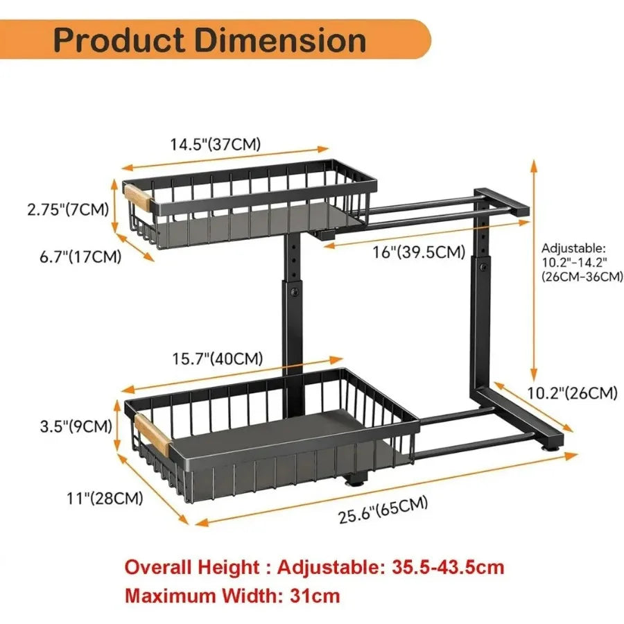 2 in Set Dish Drying Rack and Under Sink Organizer AND Pull Out Cabinet Shelf for Kitchen