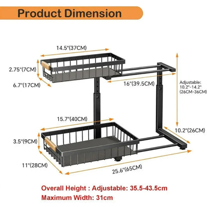 2 in Set Dish Drying Rack and Under Sink Organizer AND Pull Out Cabinet Shelf for Kitchen