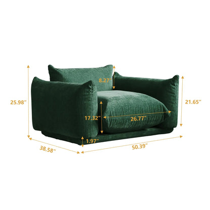 Comfy Chenille Single Accent Chair Deep Seat Couches Mid-Century Sofa 50" Plush Sofas Furniture for Small Spaces Living Room