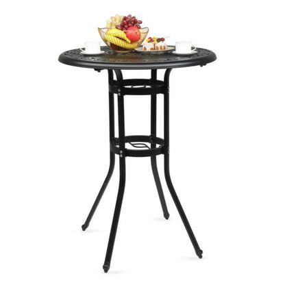 Outdoor Patio Cast Aluminum Round Bar Table