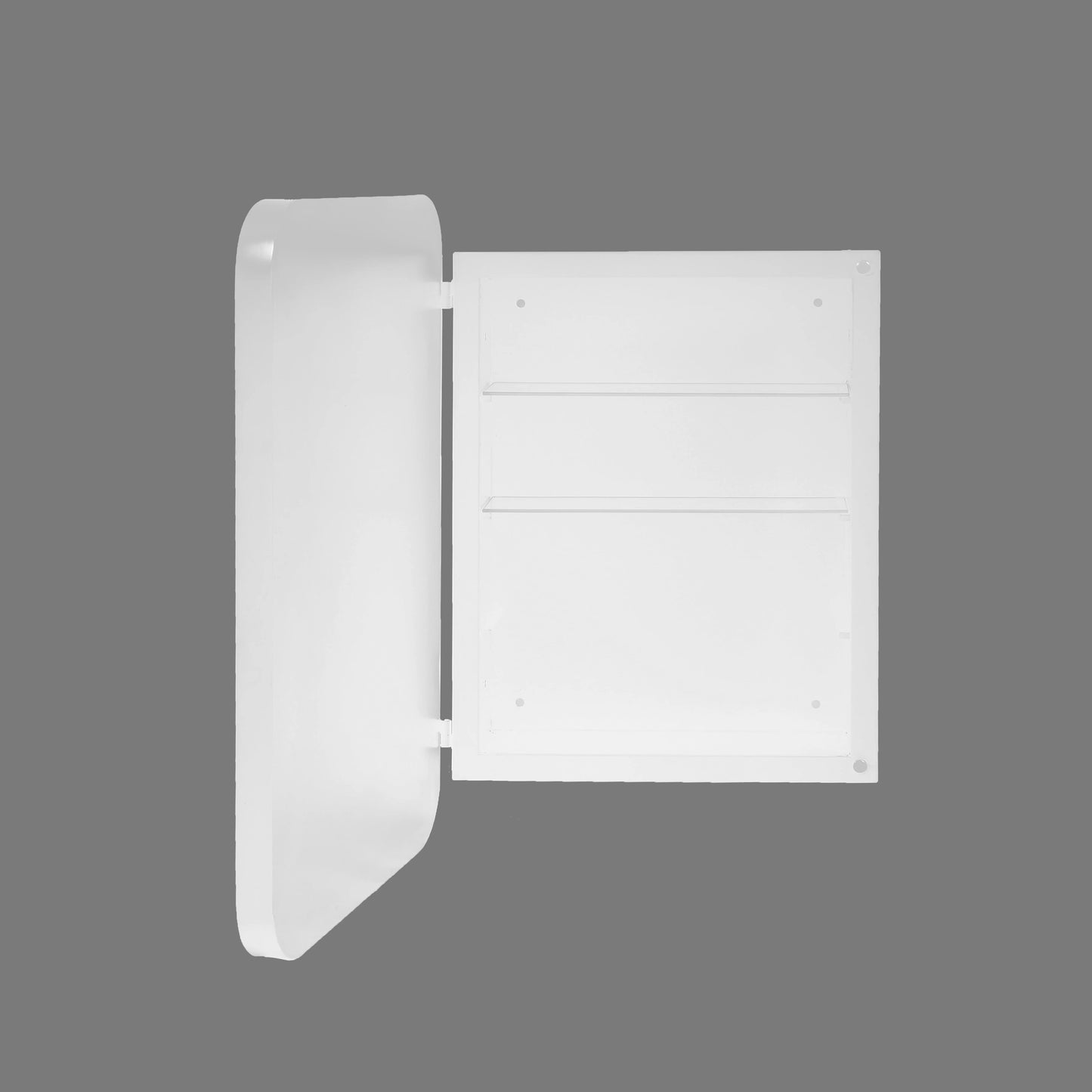 16x24-Inch Recessed White Metal Frame with Adjustable Shelveswith Storage