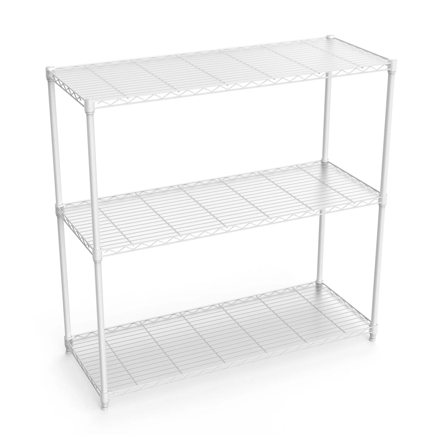 3-layer metal shelf unit, 1050 pound height adjustable metal garage storage rack, heavy-duty storage rack, black/white/chrome
