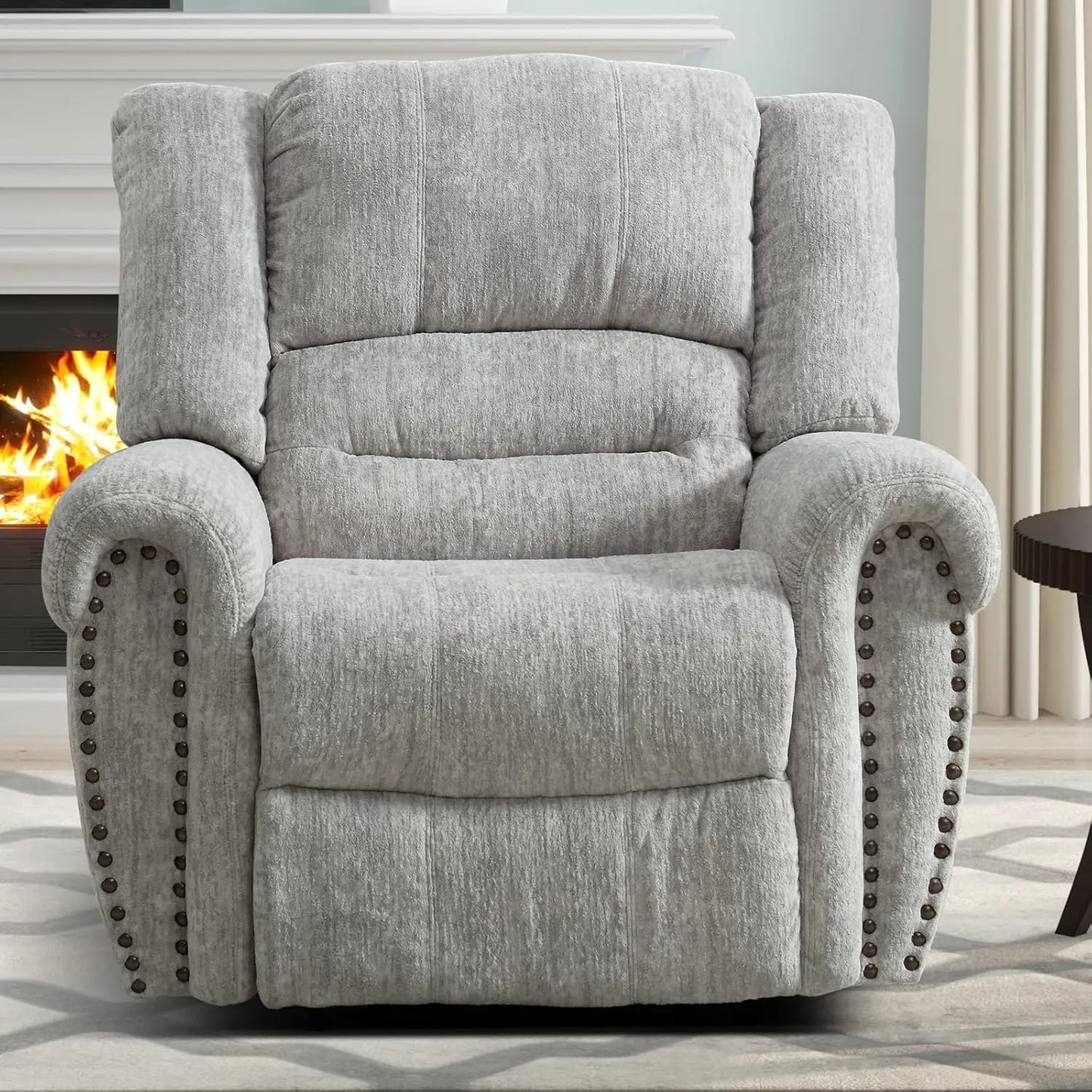 Manual Recliner Chair Comfortable Arms Back Living Room White Grey Custom
