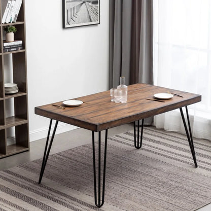 6Piece Dining Set Hairpin with 4 Cross back Chairs and Bench Rich Black