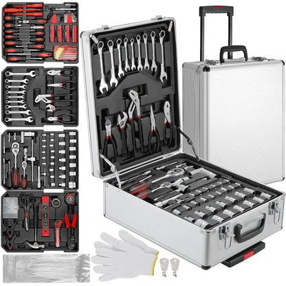 Tool Set Home Repair Tool kit with Trolley Case Mechanic Wrenches Socket Hand Tools for Daily Use Househould Work Repair