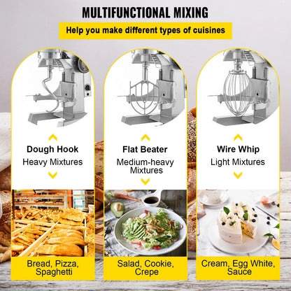 Electric Dough Machine Stainless Steel Commercial Cream Egg Whisk Mixer Processor Kitchen Food Stand Blender