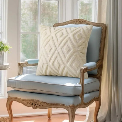 Soft Throw Pillow Covers 18x18 - Plush Wool Decorative Pillow Covers - Couch Sofa Pillow Covers for Living Room - with 3D