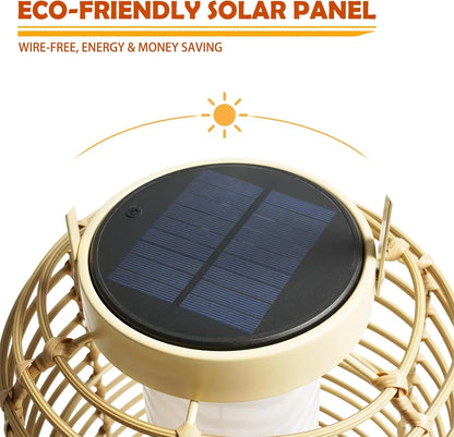 Floor Lamp Set of 2, 14-inch Wicker Woven LED Lamp, Water-Resistant