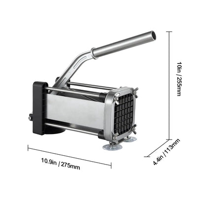 Potato Dicer, French Fries Maker with 1/2 Inch Durable Stainless Steel Knife, Manual Vegetable Chopper with Suction Cup