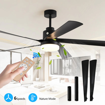 Walnut LED Ceiling Fan Light with 8 Wooden Blades, Remote Control, Dimmable & Adjustable Color Temperature