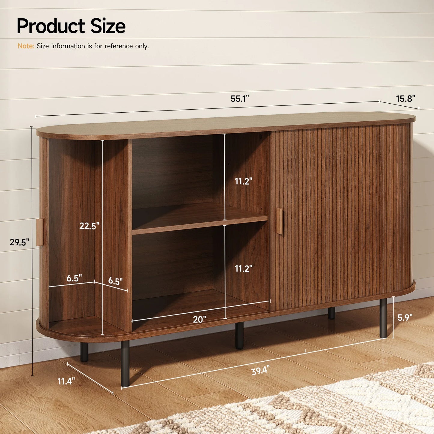 Sideboard Buffet Cabinet with Sliding Door, Storage Cabinet & Adjustable Shelf, Coffee Bar Cabinet Console Table