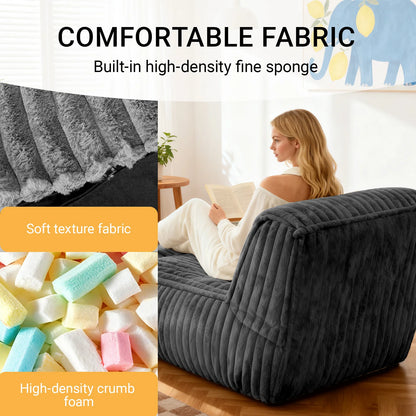 bean bag chair Bed Living Room Modern Corduroy with Back Lumbar Support Convertible Comfy Sleeper Chair for Bedroom