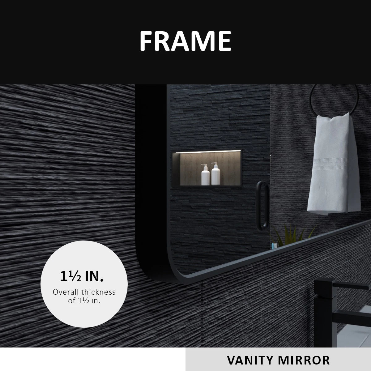 Aluminum Framed Matte Black Rectangle Bathroom Wall Mirror