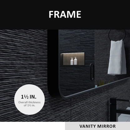 Aluminum Framed Matte Black Rectangle Bathroom Wall Mirror