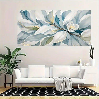 A modern abstract floral canvas mural, elegant home decor poster, framed in 1.5 inch thick pine solid wood