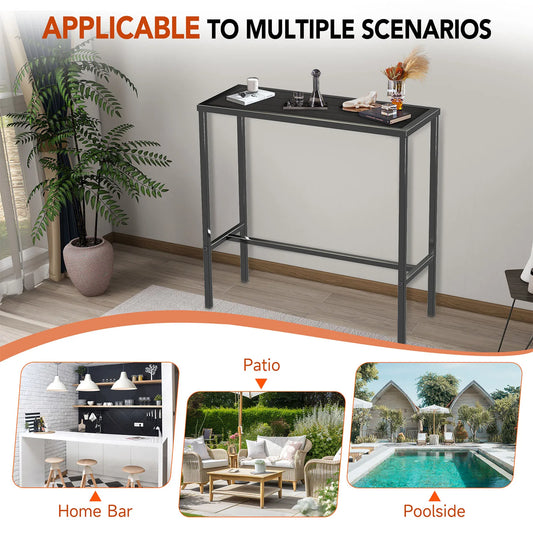 110LBS Outdoor Long Table Black Camping Desk Barbecue Table Picnic