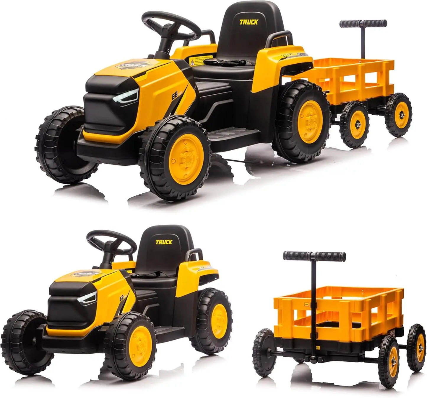 Toddlers Ride on Tractor with Detachable Garden Cart, 12V Electric Kids’ Vehicle Toys with Trailer, Up to 2.5 Mph Remote Control