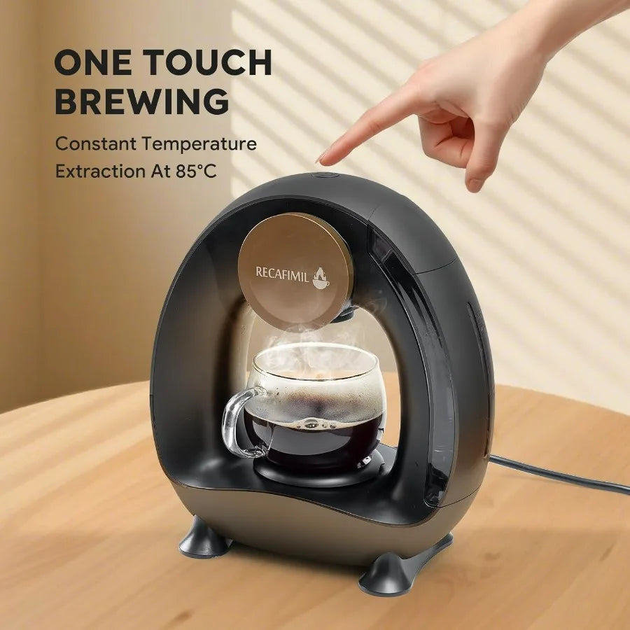 Single Serve Coffee Maker For K Cup Pod and Coffee Grounds /Tea, Fast Brew in 2 minutes, 2 IN 1 One Button Coffee Machine 4-8 Oz