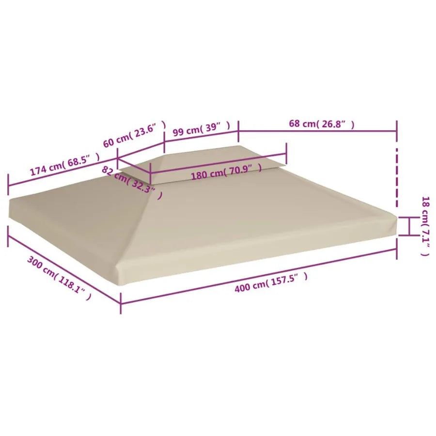 Gazebo Cover Canopy Replacement 1 oz ft² Beige 9.8'x13.1'