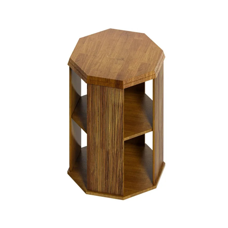 Octagonal Natural Rubber wood Set of Two Coffee Table