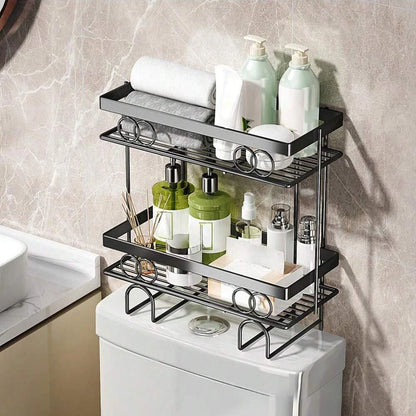 Over The Toilet Storage Shelf, 1-Tier/2-Tier/3-Tier Large Capacity Bathroom Storage Organizer Rack With No Drill Adhesive Hook
