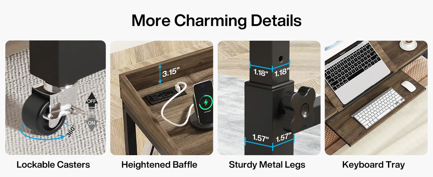 Height Adjustable Overbed Table with Wheels, Queen Size  Laptop