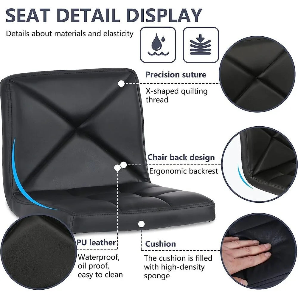 Bar stools Set with 2 counter height swivel stools PU leather modern height stools