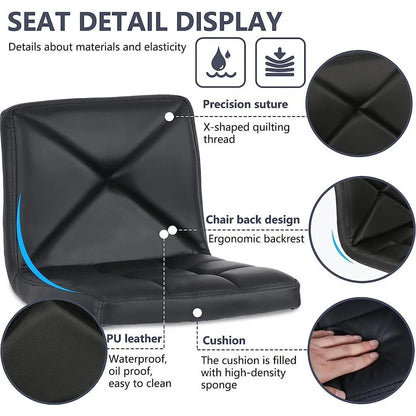 Bar stools Set with 2 counter height swivel stools PU leather modern height stools