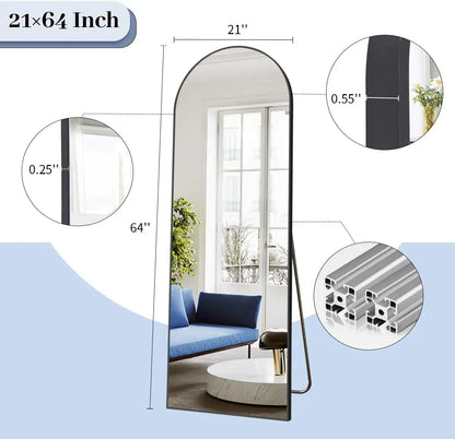 Arch Floor Mirror, Full Length Mirror Wall Mirror Hanging or Leaning Arched-Top Full Body Mirror with Stand for Bedroom