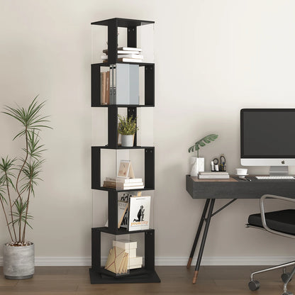 Bookshelf Tower, Floor Standing Wood Narrow Organizer