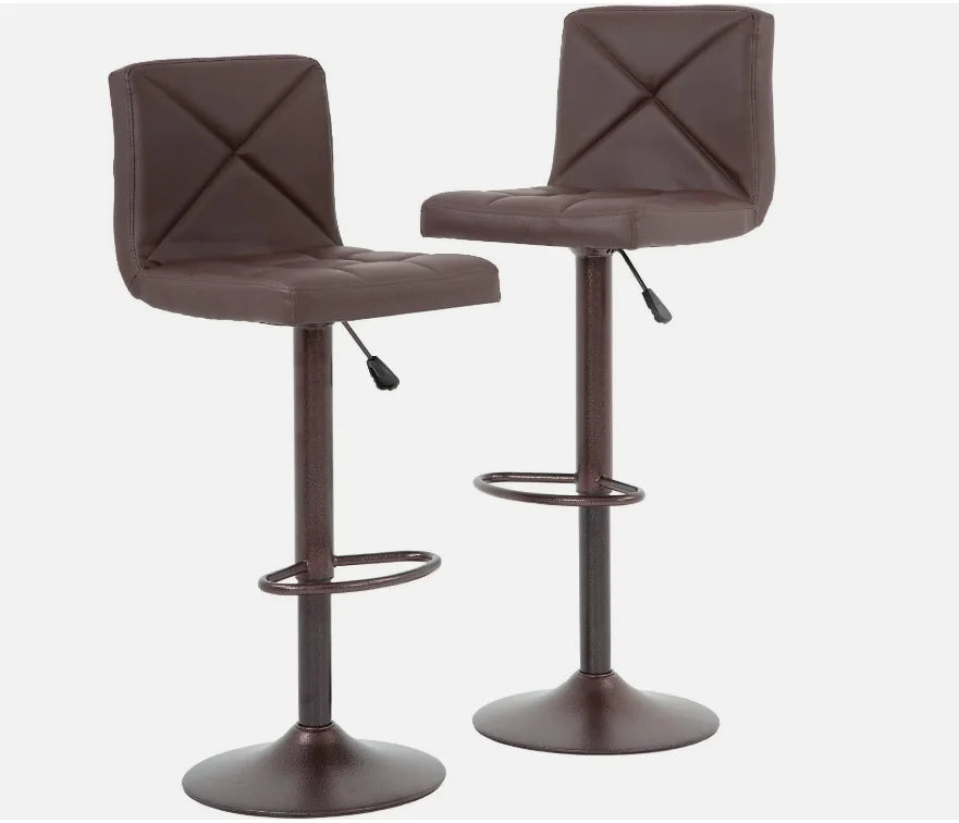 Bar stools Set with 2 counter height swivel stools PU leather modern height stools