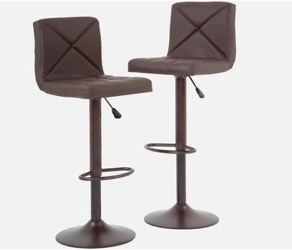 Bar stools Set with 2 counter height swivel stools PU leather modern height stools