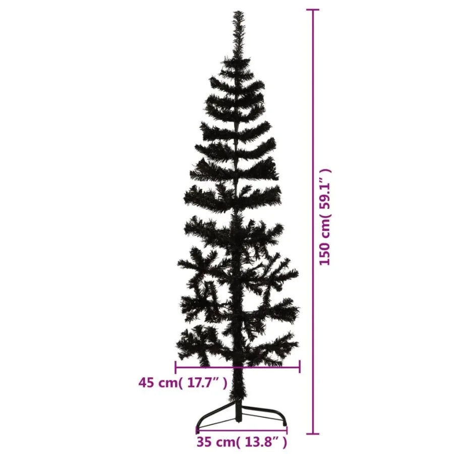 Slim Artificial Half Christmas Tree with Stand Black 5 ft
