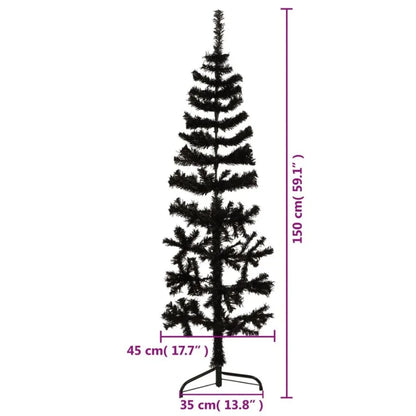 Slim Artificial Half Christmas Tree with Stand Black 5 ft