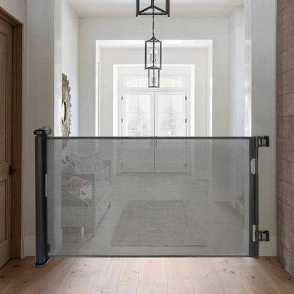 White/Black Iron Pet Fence 40-300cm Adjustable 84cm Height 10-40lbs Small Medium Dogs Indoor Safety Gate