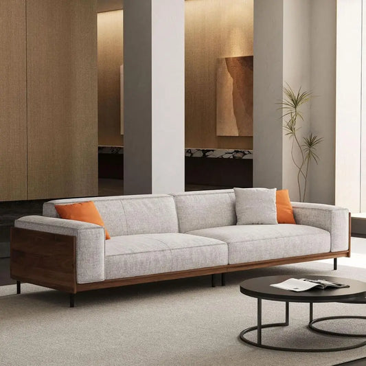 4-Seater Fabric Sofa with Wood and Metal Legs, Comfortable Timecloud Couch, Easy Assembly, Ideal for Office or Living Room, Gray