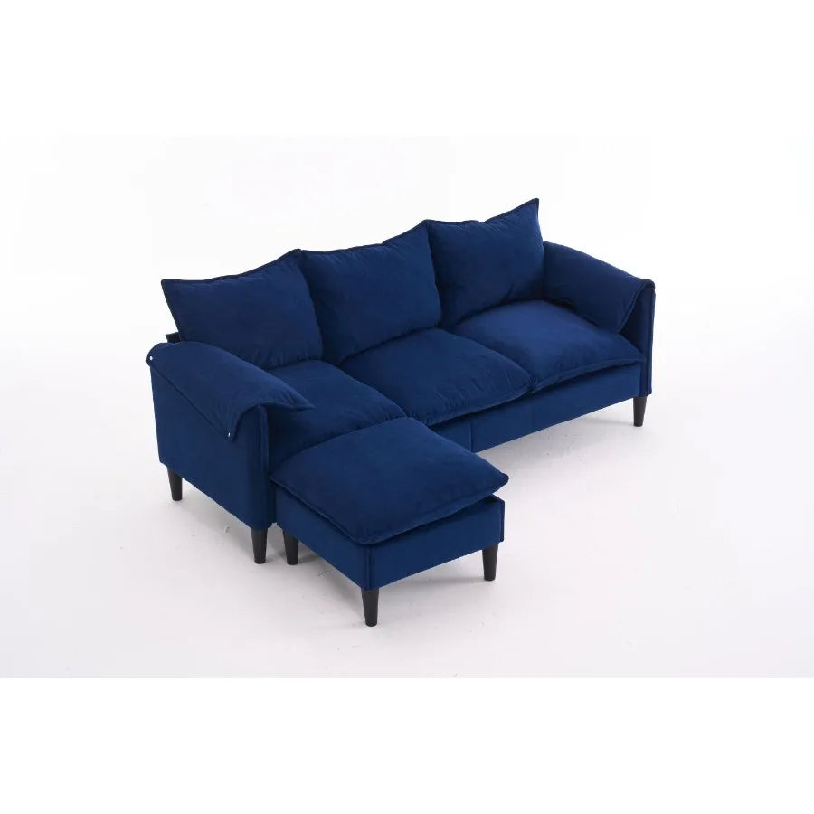 Convertible Combination Sofa L Shaped Sofa with Footstool