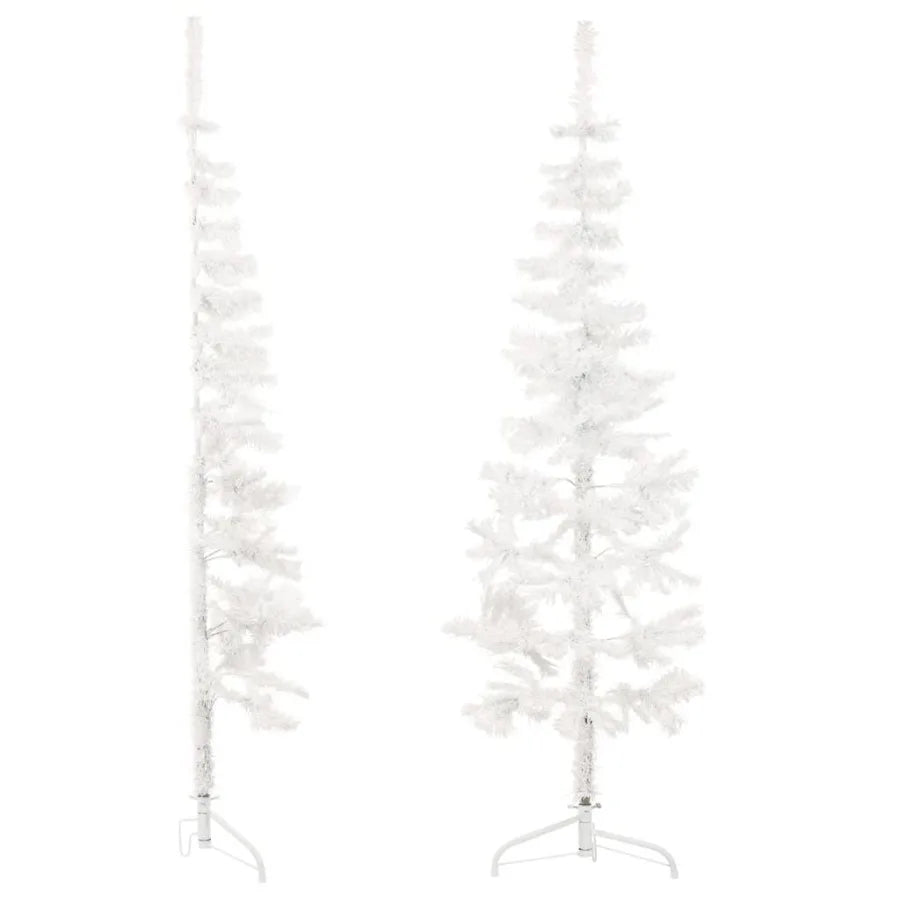 Slim Artificial Half Christmas Tree with Stand White 6 ft