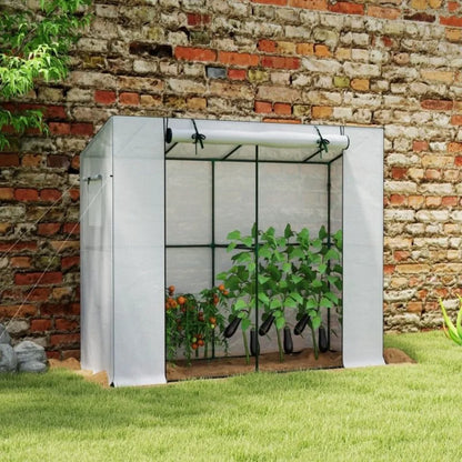 Walkin Portable Greenhouse Small Greenhouse for Outdoors with UVresistant PE Cover 6.6' x 2.5' x 5.6' White