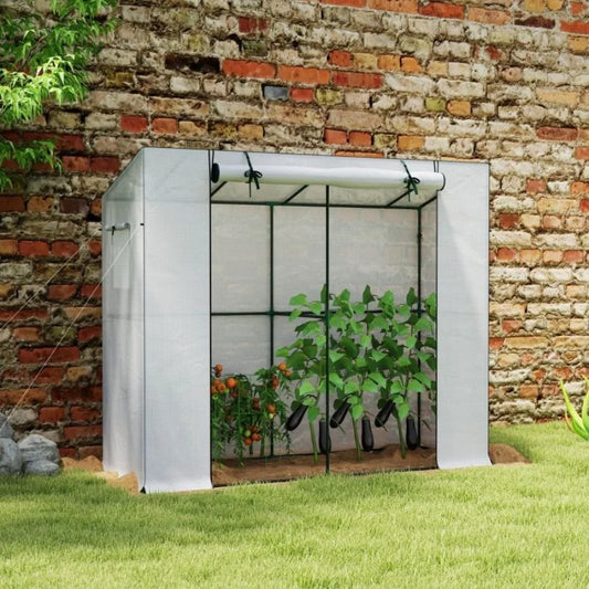 Walkin Portable Greenhouse Small Greenhouse for Outdoors with UVresistant PE Cover 6.6' x 2.5' x 5.6' White
