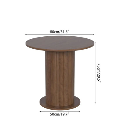 Round Dining Table for 2, Modern Farmhouse Kitchen Table, Small Circle Dining Tables with Wood Strip Base, Customized