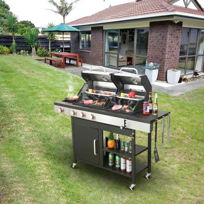 3-Burner Propane Gas BBQ combined with charcoal grill